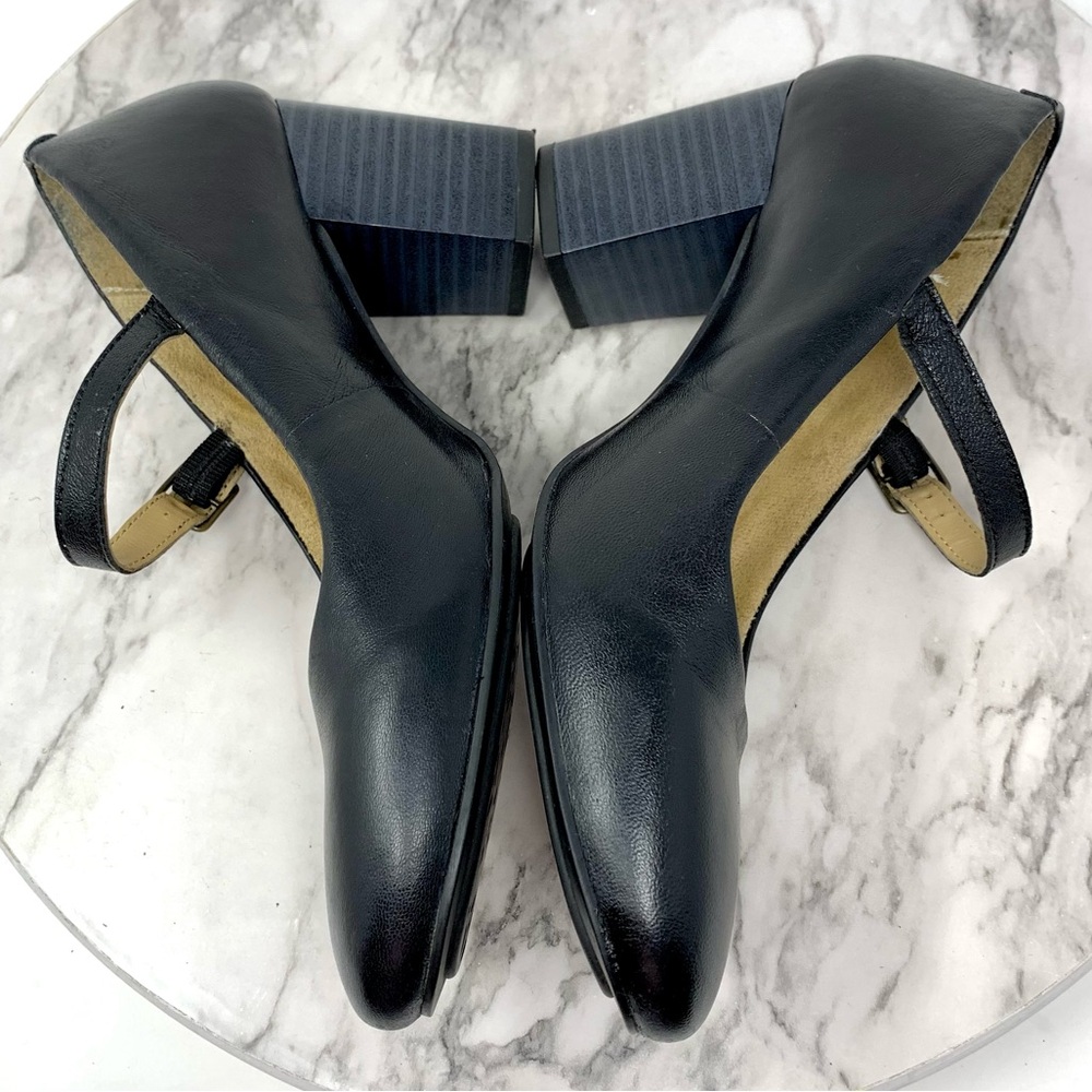 Vintage Hush Puppies Black Leather Mary Jane Comfort Heels 7.5 Classic Coquette - Picture 7 of 15